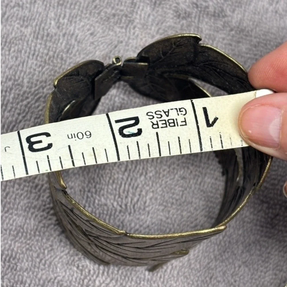 Leaf Cuff Bracelet Hinged‎ Boho Nature Statement Wide Laurel Wreath